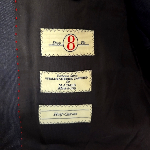M.J. Bale Slim Fitting Navy Wool Suit - Picture 3 of 8
